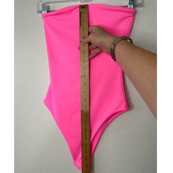 NWT Deeva Neon Hot Pink Fuchsia Strapless Bodysuit Medium - Picture 11 of 11